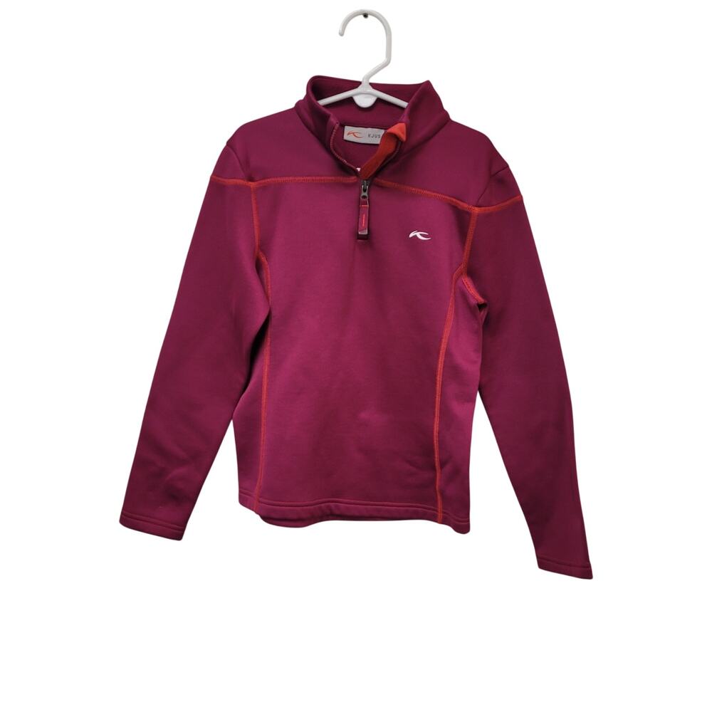 KJUS Kids Fleece Jacket Size 128 (Size 8) Pink Quarter Zip Ski Mid Layer Outdoor